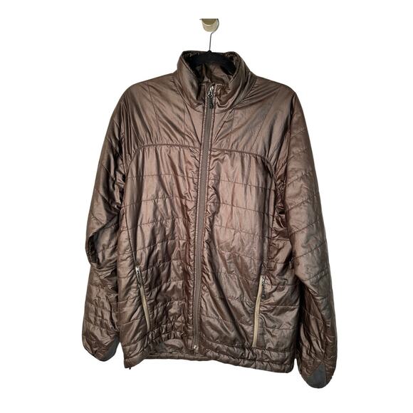 REI Mens M Pertex Quantum Lightweight Nylon Puffer Jacket Packable Outdoor Brown - Picture 1 of 7